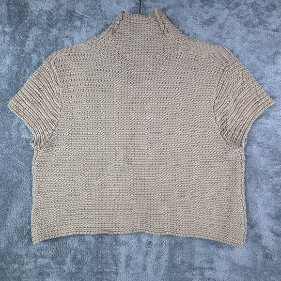 Cabi Womens size M Open Short Sleeve Knit Shrug Cardigan Tan 3D Cropped Beige - Picture 5 of 7